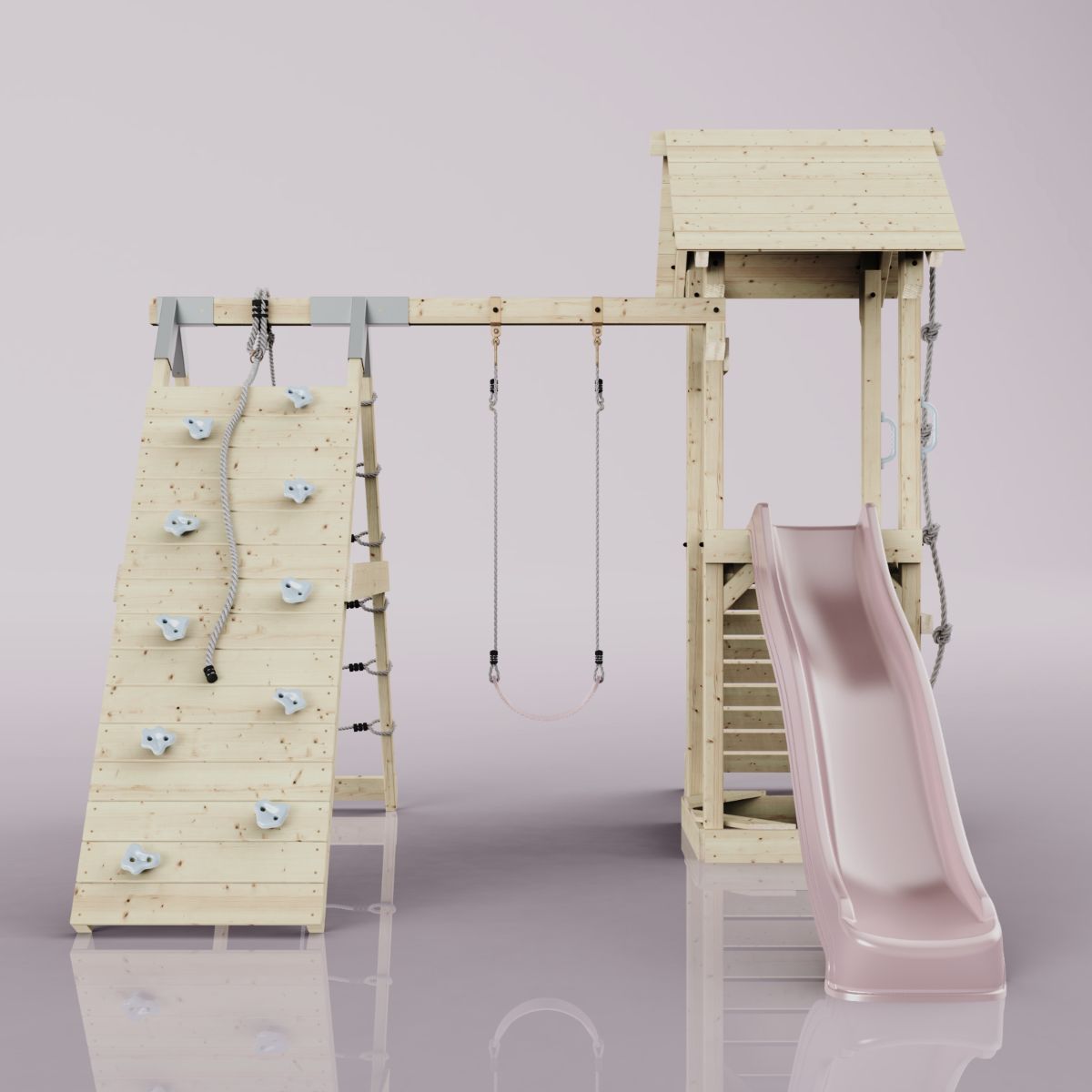 PolarPlay Spielturm Klettergerüst mit Wellenrutsche, Kinderschaukel Outdoor - Bild 43 von 47