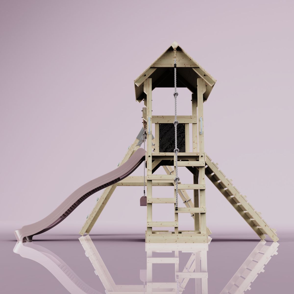 PolarPlay Spielturm Klettergerüst mit Wellenrutsche, Kinderschaukel Outdoor - Bild 44 von 47