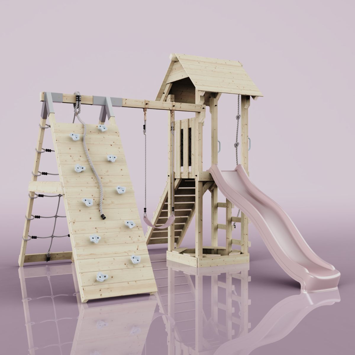 PolarPlay Spielturm Klettergerüst mit Wellenrutsche, Kinderschaukel Outdoor - Bild 45 von 47