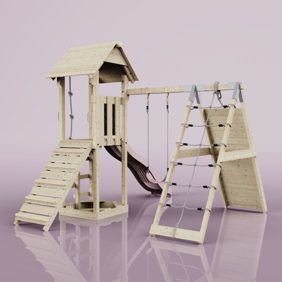 PolarPlay Spielturm Klettergerüst mit Wellenrutsche, Kinderschaukel Outdoor - Bild 47 von 47