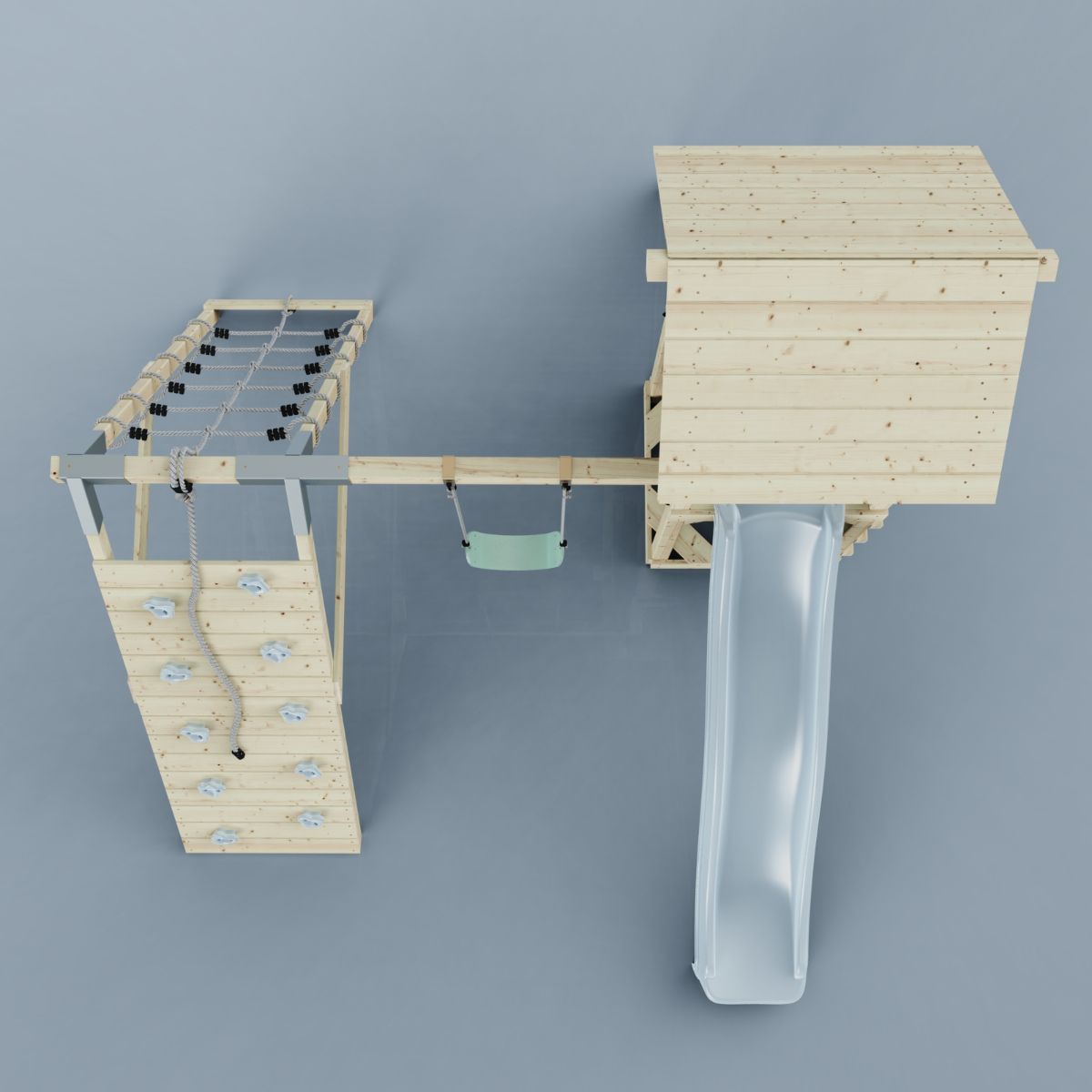 PolarPlay Spielturm Klettergerüst mit Wellenrutsche, Kinderschaukel Outdoor - Bild 16 von 47