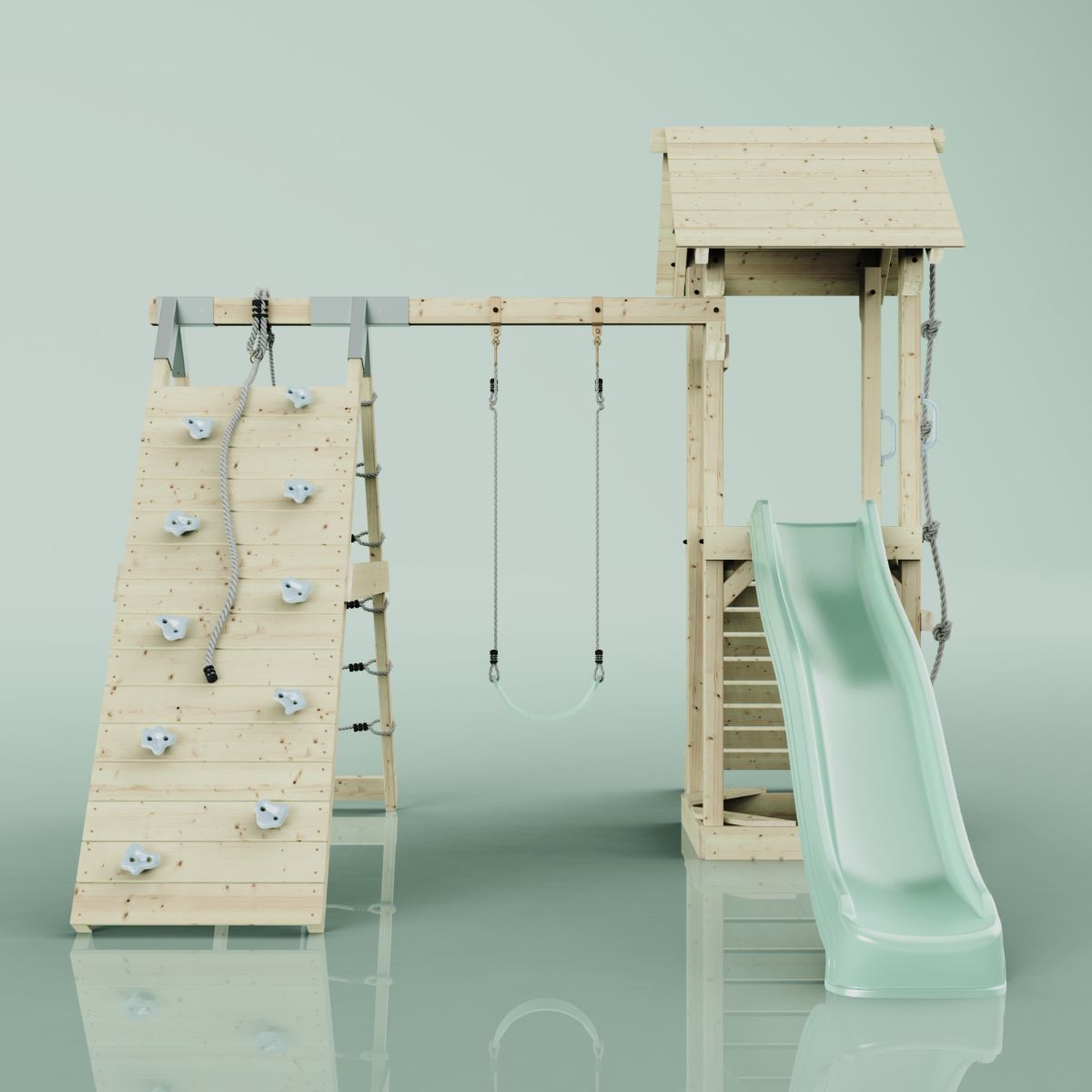 PolarPlay Spielturm Klettergerüst mit Wellenrutsche, Kinderschaukel Outdoor - Bild 25 von 47