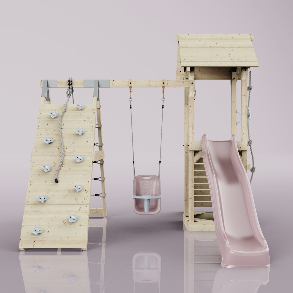 PolarPlay Spielturm Klettergerüst mit Wellenrutsche, Kinderschaukel Outdoor - Bild 37 von 47
