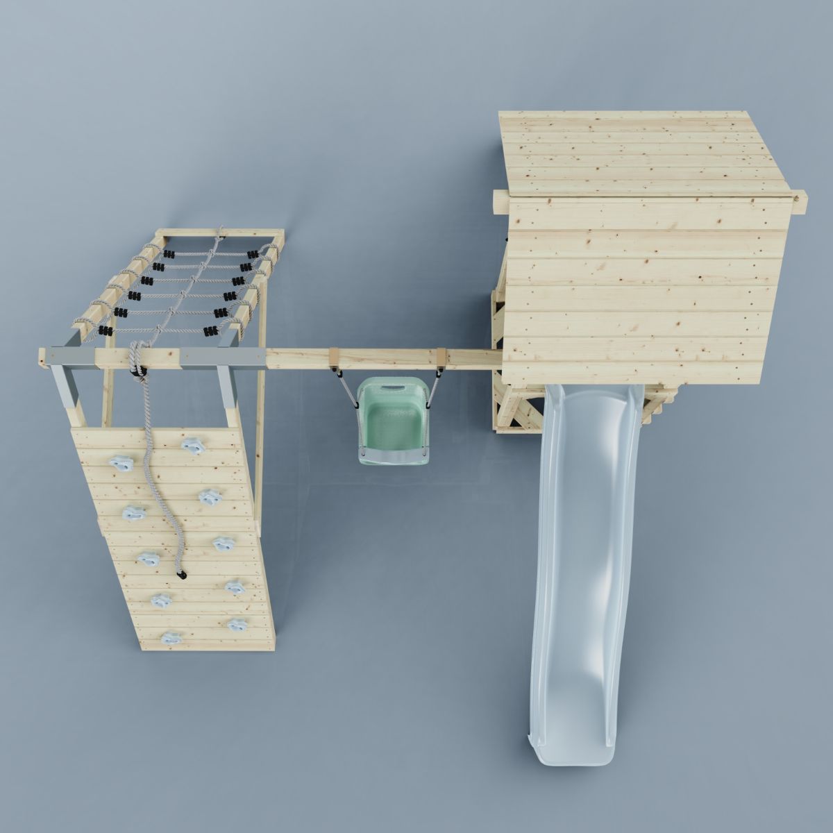 PolarPlay Spielturm Klettergerüst mit Wellenrutsche, Kinderschaukel Outdoor - Bild 22 von 47