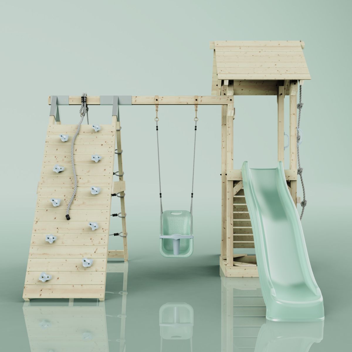 PolarPlay Spielturm Klettergerüst mit Wellenrutsche, Kinderschaukel Outdoor - Bild 31 von 47