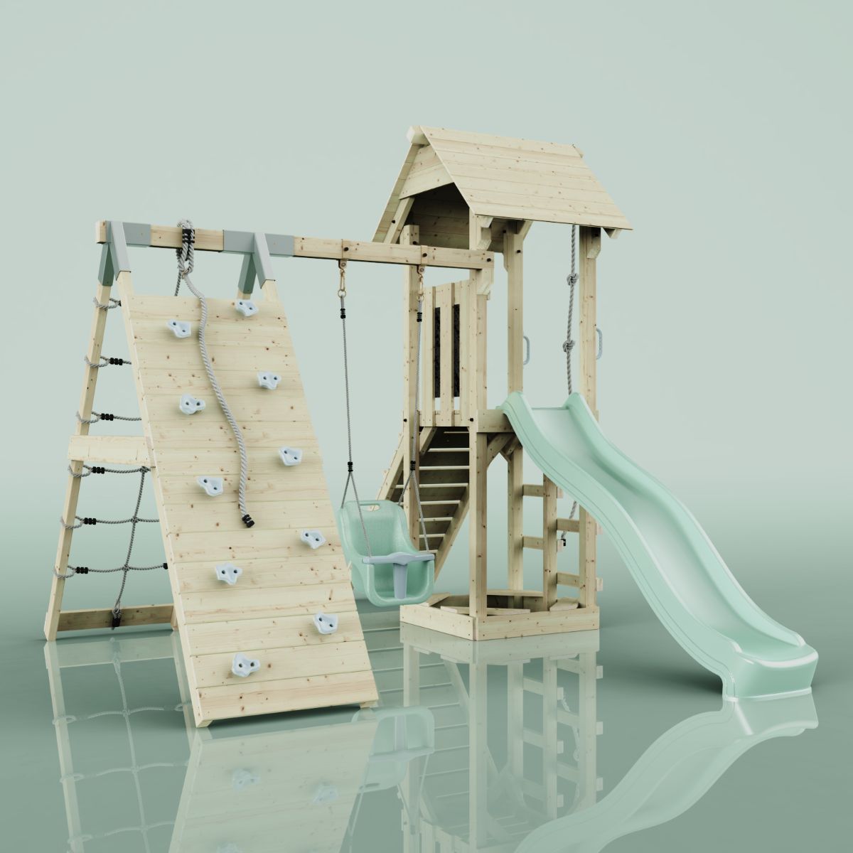 PolarPlay Spielturm Klettergerüst mit Wellenrutsche, Kinderschaukel Outdoor - Bild 33 von 47