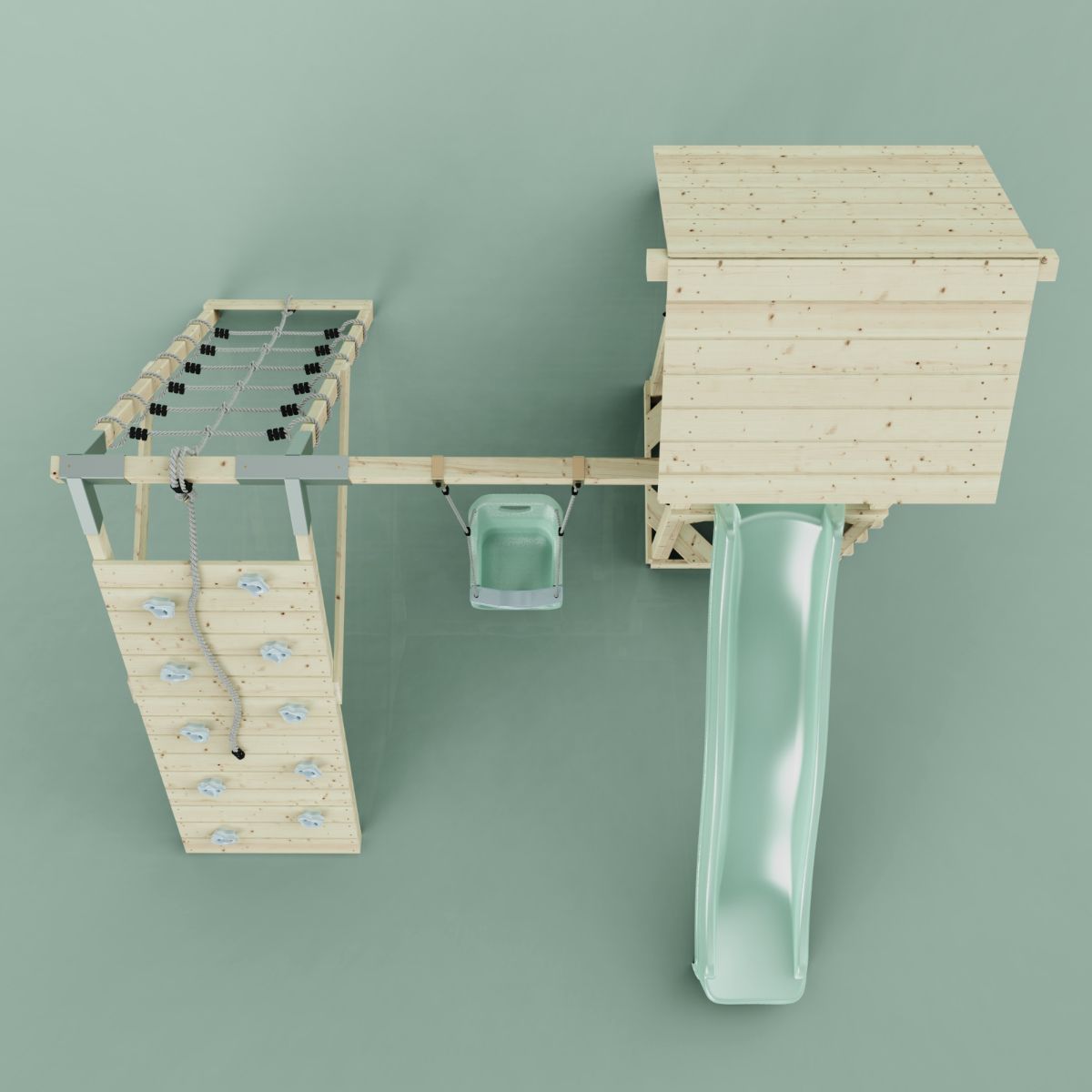 PolarPlay Spielturm Klettergerüst mit Wellenrutsche, Kinderschaukel Outdoor - Bild 34 von 47